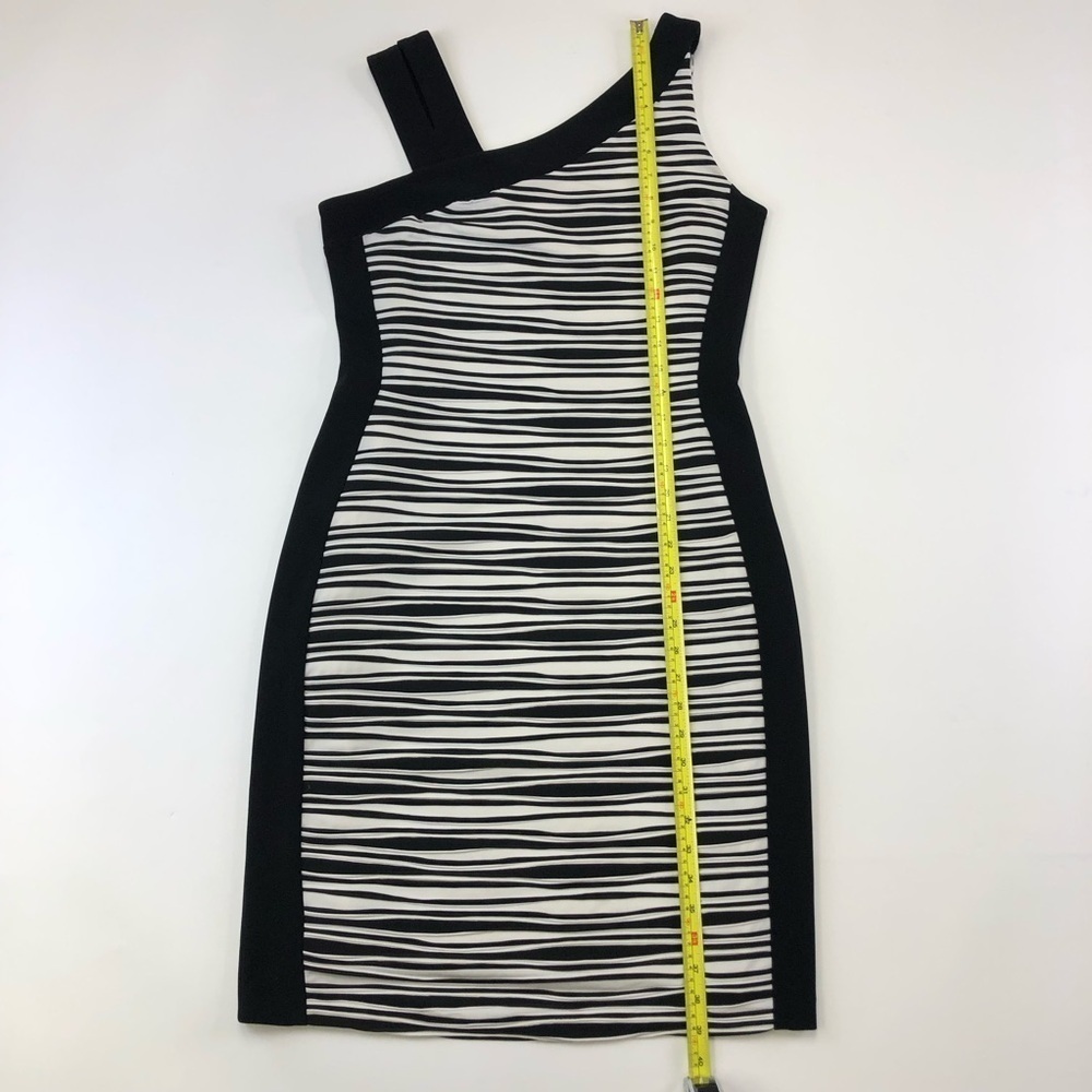 Joseph Ribkoff stretch dress black white textural bodycon Size 12 office wedding - Picture 9 of 9